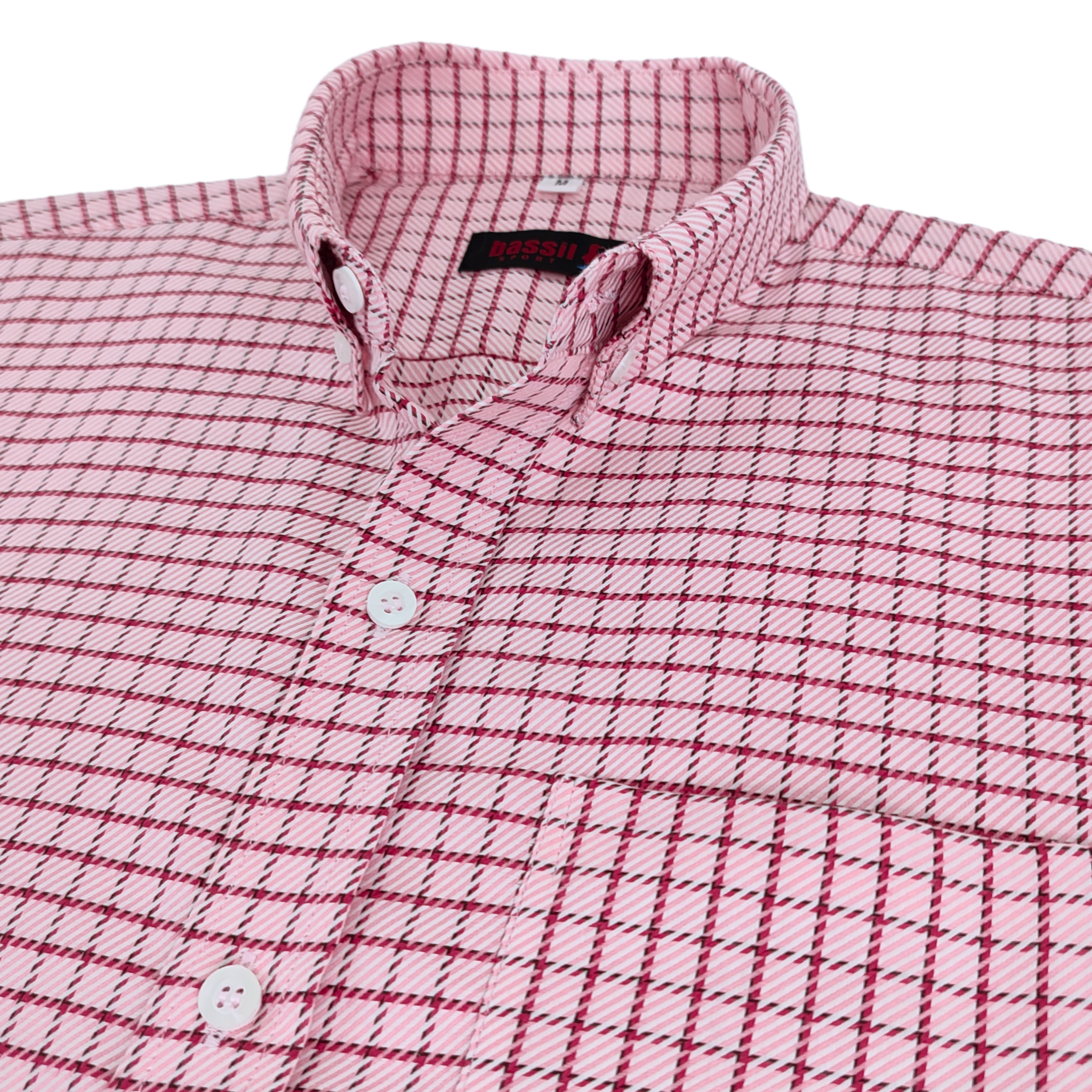 CAMISA MANGA CORTA ROSA A CUADROS